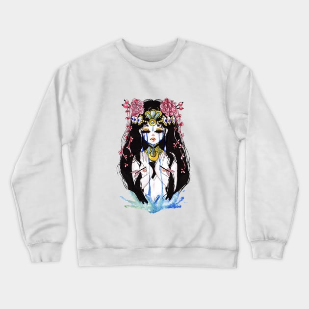 Sad Asian Gril Crewneck Sweatshirt by janangel